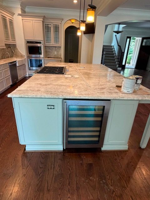 Painted island with wine fridge in Roswell GA — AAA Construction Services