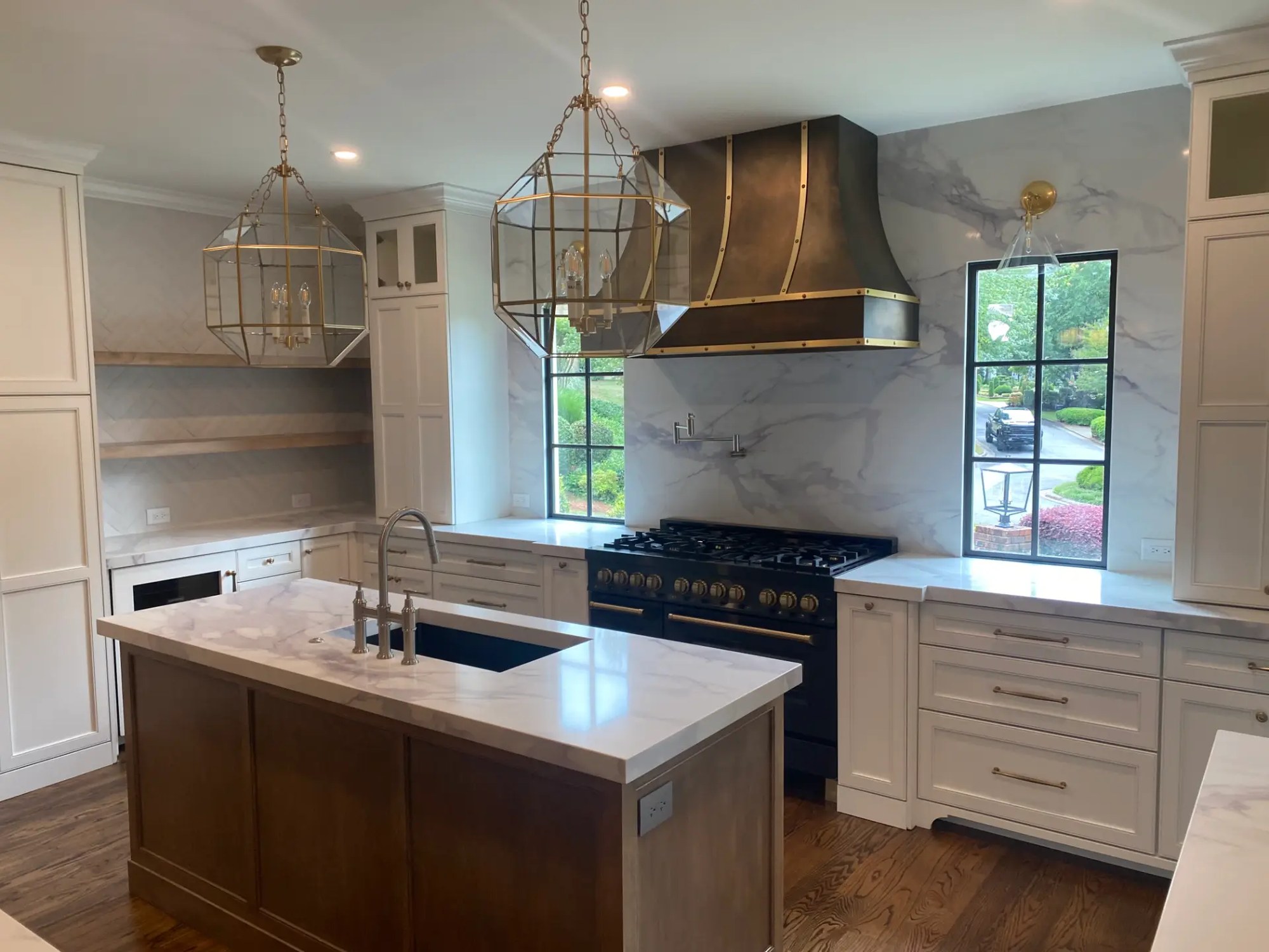 Finished kitchen — marble backsplash & custom hood in Alpharetta GA — AAA Construction Services